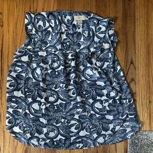 LOFT Blue and White Patterned Top